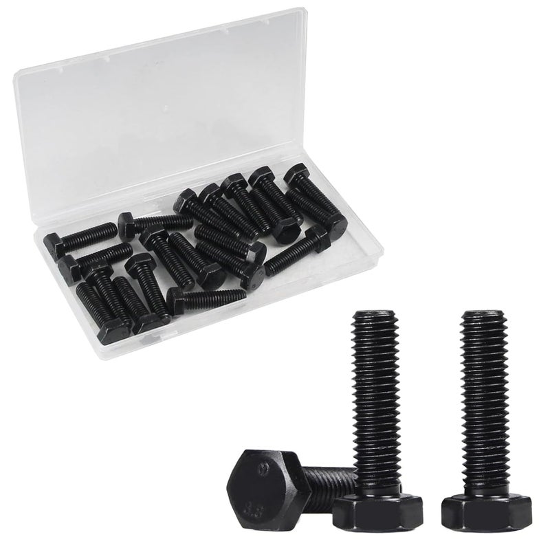 Yinpecly M8 Hex Bolts, M8-1.25 x 30mm Hex Head Bolts, Carbon Steel Grade 8.8, Black Oxide Finish, Full Thread,Metric Hexagon Head Bolts Right Hand External Hex Drive, 20 PCS - Image 1
